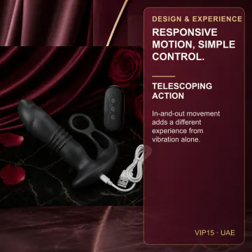 Rechargeable Remote-Control Vibrating Telescopic Dildo VIP15 product image view 3